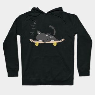 Cat Sleeping On SkateBoard Hoodie